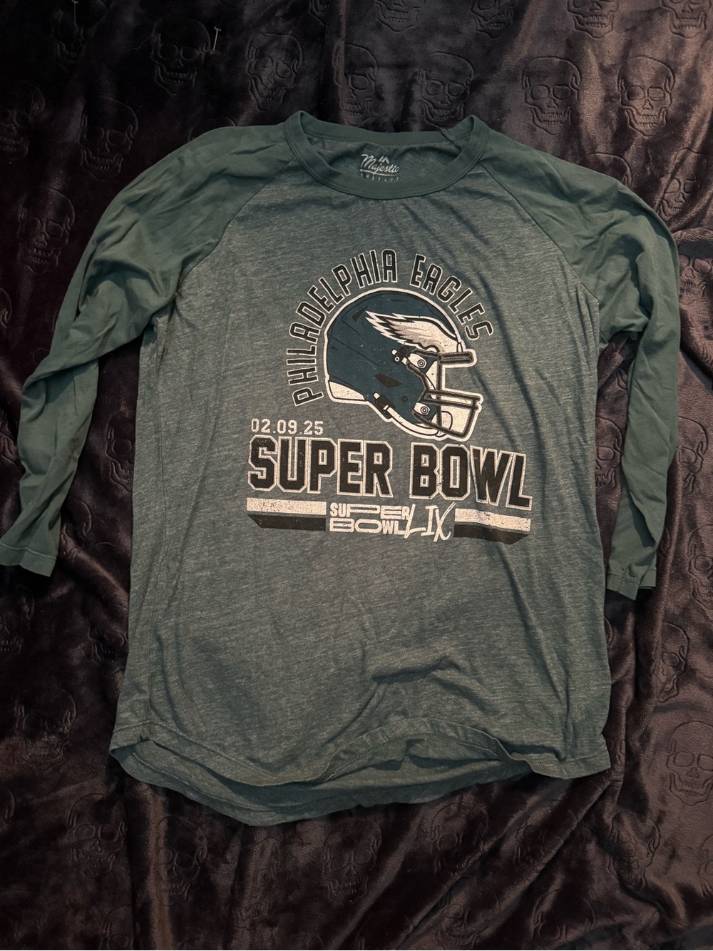 Majestic Teal Philadelphia Eagles Graphic Long Sleeve Tee